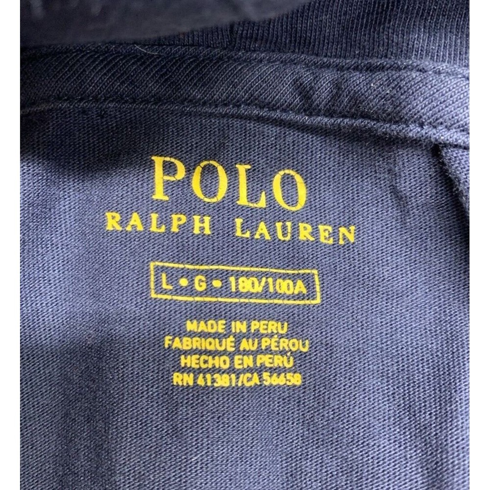 Polo Ralph Lauren Men's Long Sleeve Hooded Tee Shirt Large Navy Spell Out - Picture 10 of 13